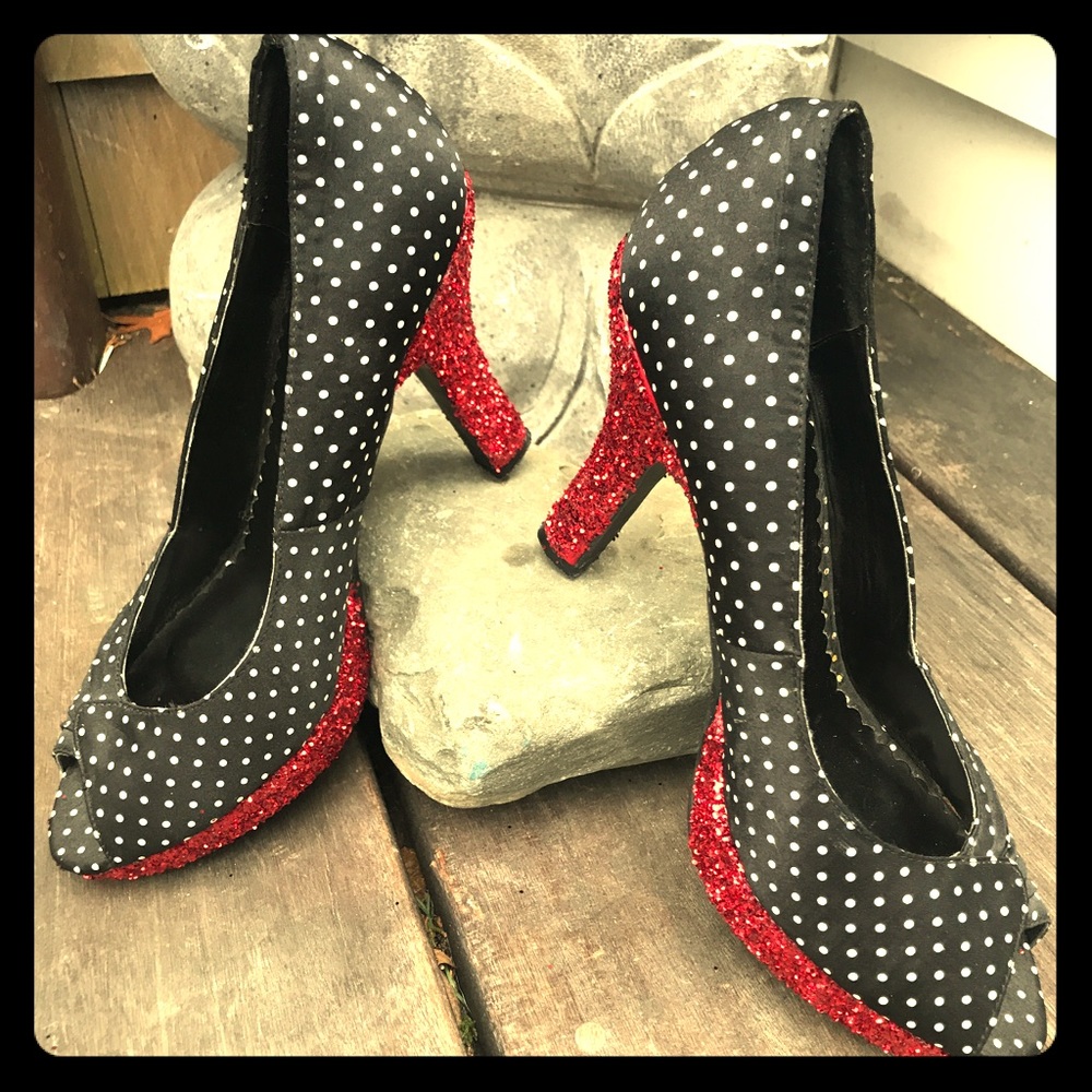 Polka dot Candies with glitter heel and platform